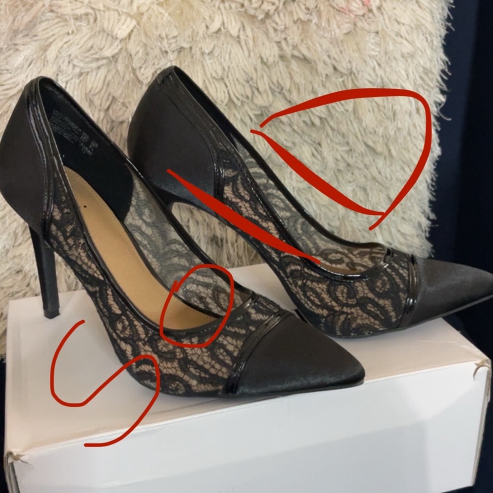 Black lace and satin heels